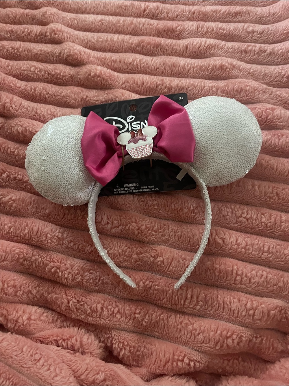 Disney Sequined Minnie Ears Headband with Pink Bow